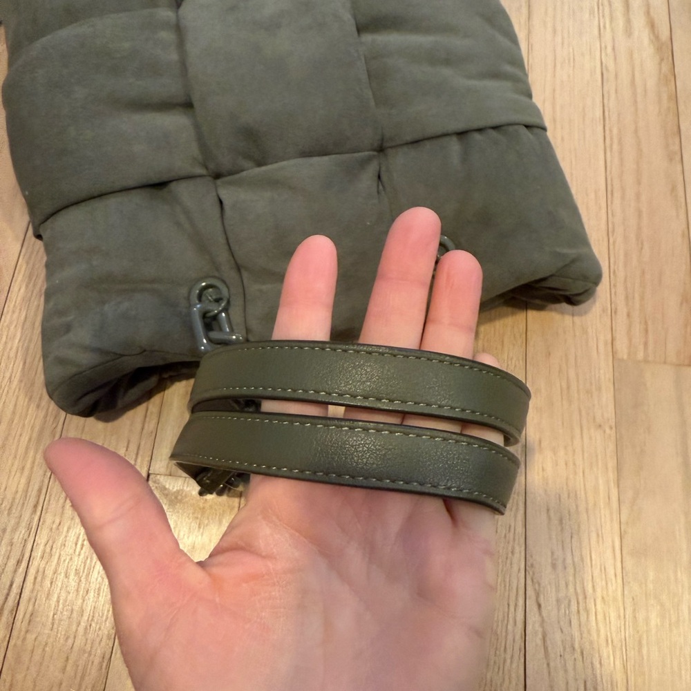 INC international Soft velour Green Shoulder Handbag snap closure - Picture 7 of 16